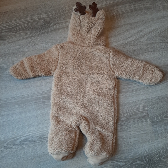 Warm Fleece Reindeer Christmas Onesie, 3-6 Months - Picture 7 of 8